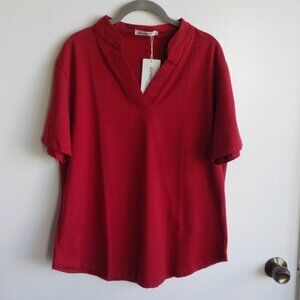 Ceasikery Top Short Sleeve RED Size Large NWT